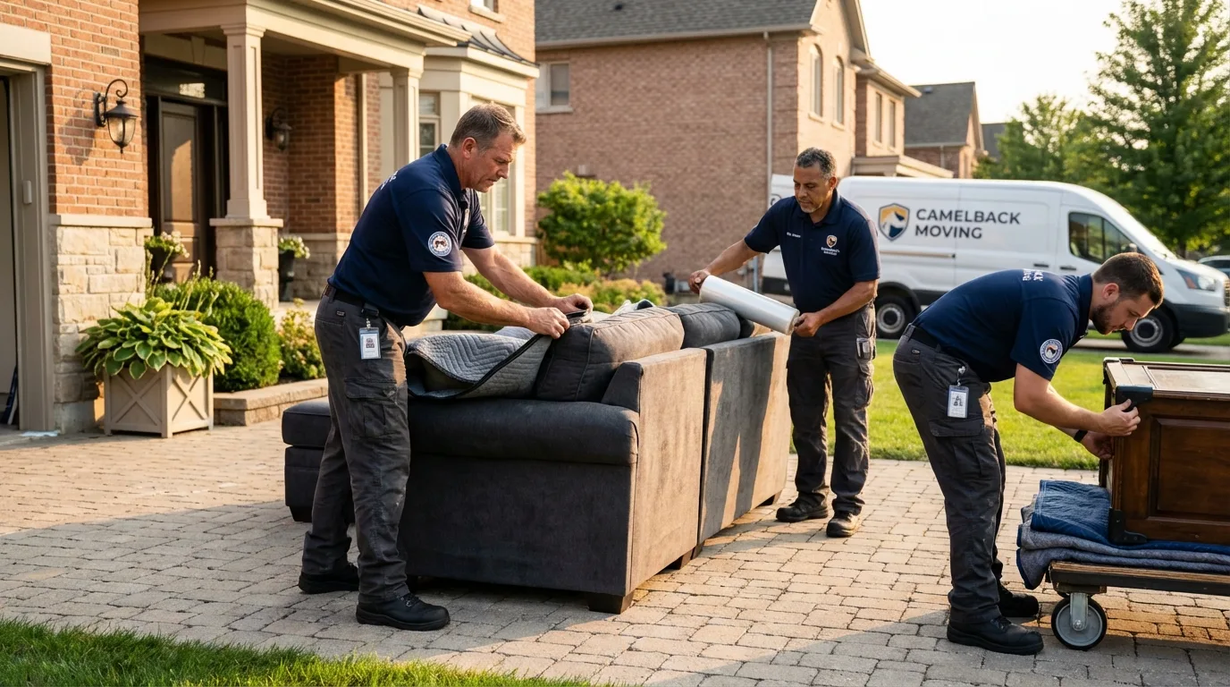 Large estate moving crew wrapping furniture in Brush, CO